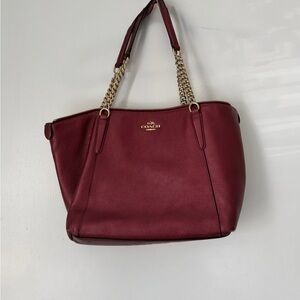 Coach Wine Red Leather Shoulder Bag